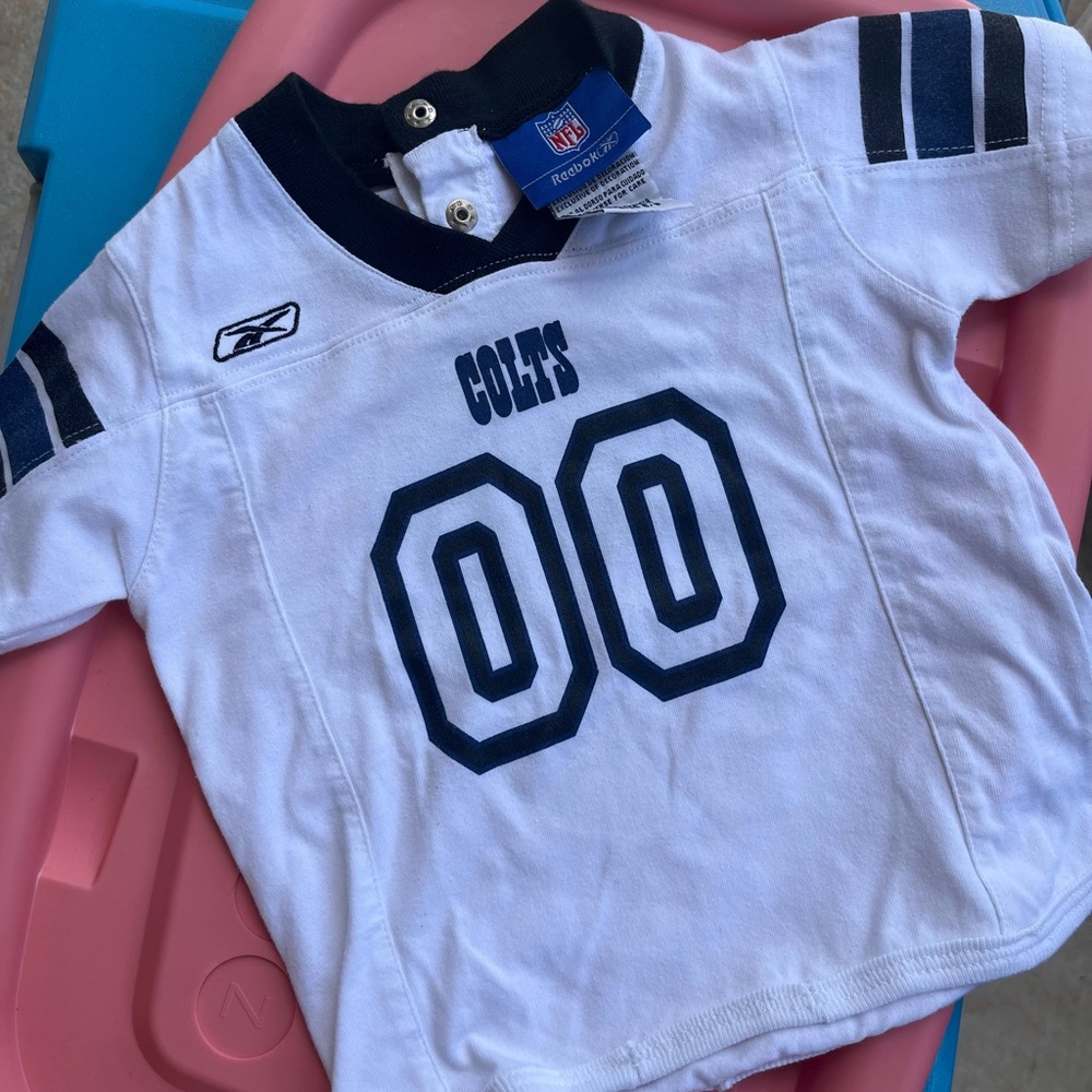 Reebok White and Blue Colts Jersey